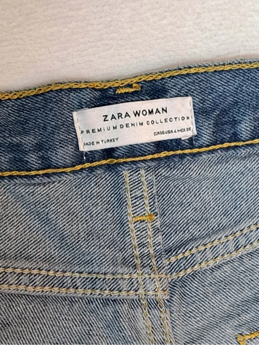 Zara Premium High-waist Cropped Denim and Satin Embroidery Panel Jeans